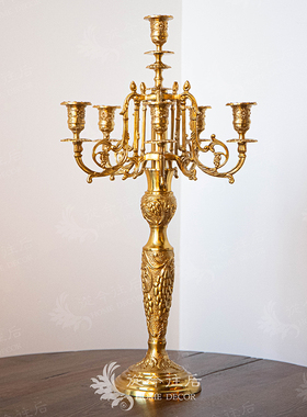 从今往后HomeDecor-CFSS468-复古黄铜雕花烛台