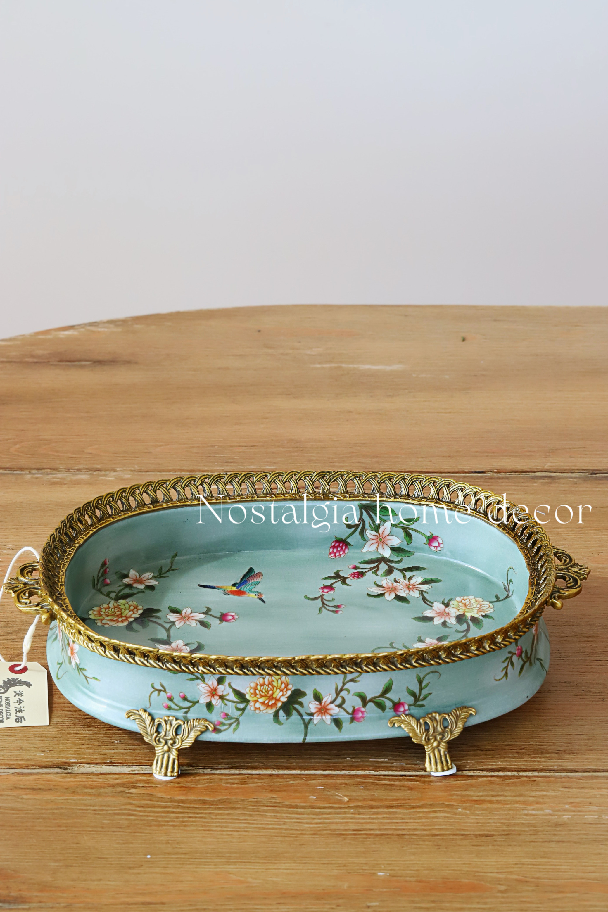 从今往后HomeDecor- CFHX56-中古彩绘花鸟铜瓷摆件