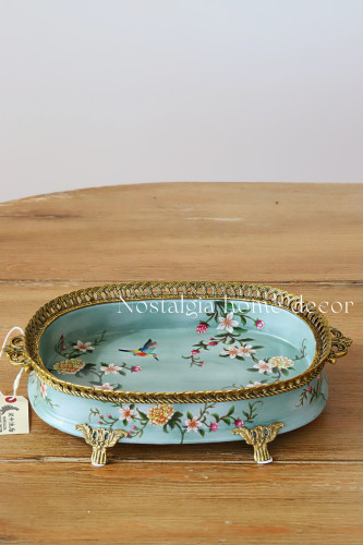 从今往后HomeDecor- CFHX56-中古彩绘花鸟铜瓷摆件