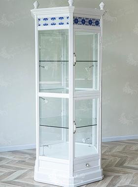 从今往后HomeDecor-CFF89-复古六边玻璃柜白色