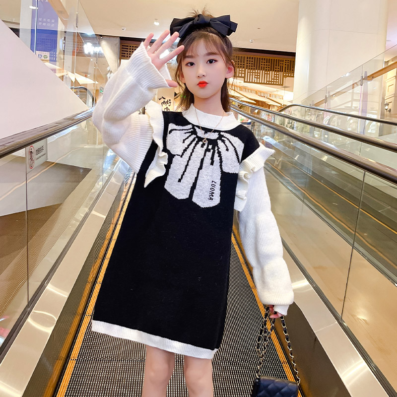女童加绒毛衣2021新款秋冬装洋气中大童套头线衣儿童中长款针织衫|ruв категории Детская одежда, свитер/свитер - от Buy2taobao.com для оказания профессиональной услуги покупки агента Taobao