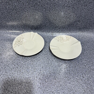 外贸简欧风情 净版白色 边缘花朵 小号4.75英寸 陶瓷碟点心碟杯碟