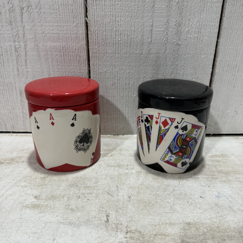 外贸风情 圆柱形 牌图案 带盖子 细腻 家用陶瓷储物罐 瑕