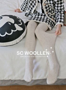 澳洲SC WOOLLEN儿童女童女士复古布瑞德麻花坑条加绒亲子连裤袜