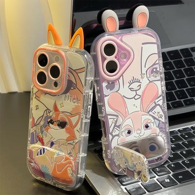 情侣朱迪尼克耳朵支架新款适用苹果16Promax手机壳iPhone15pro小米14华为mate70pura80k60opporeno13荣耀100