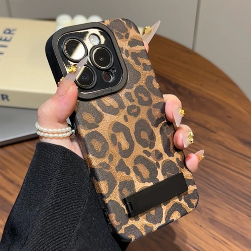 棕色高端豹纹贴皮适用苹果16pro手机壳iPhone15max13小米14华为mate60荣耀100x200note12k70p50nova12reno11