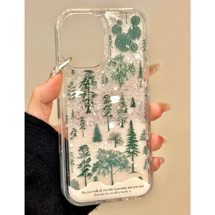 雪山森林流沙壳适用苹果16Promax手机壳iPhone15Pro小米14华为mate60Pura70x100荣耀90k50Note13nova12FindX7