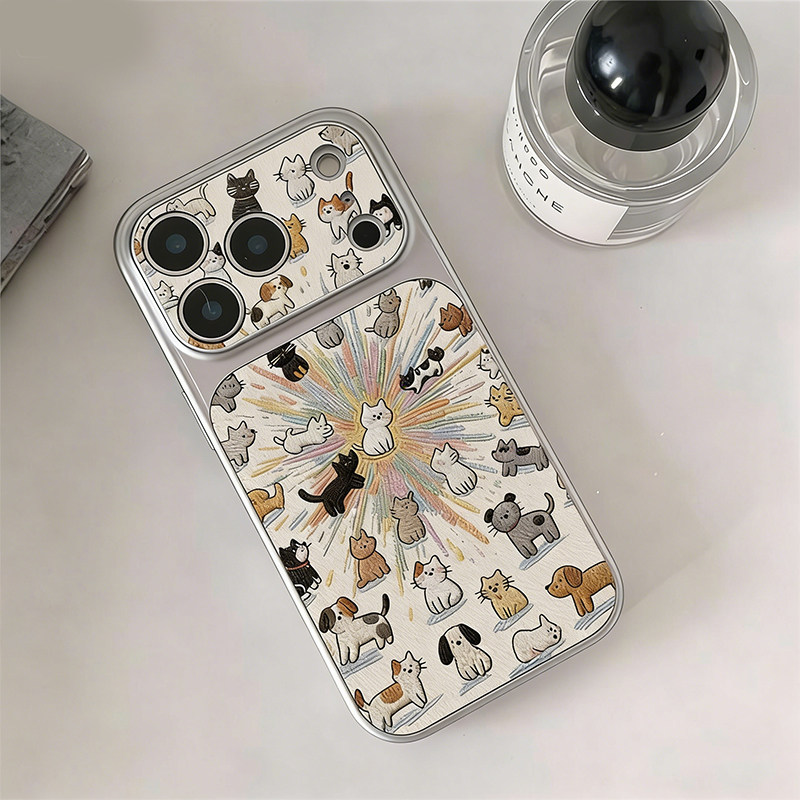 秒变17刺绣满屏猫咪新款适用苹果17promax手机壳iphone16pro12小米15华为pura70全包reno14findx9防摔ip13/12