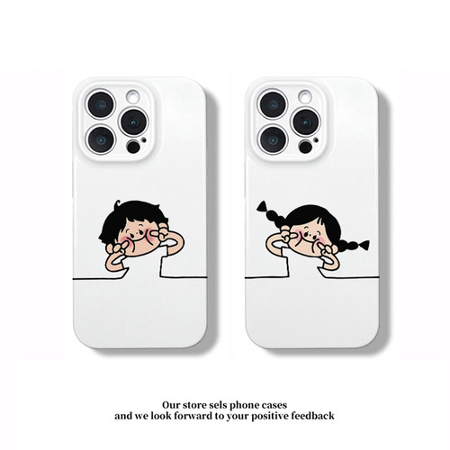 情侣可爱戳脸蛋男孩女孩适用iPhone18Pro手机壳苹果17max16小米17华为mate80P70k90nova15reno14x300findx8s