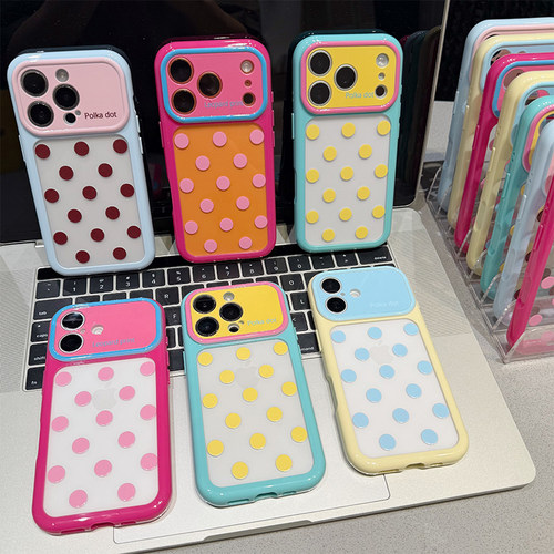 简约撞色波点适用苹果17promax手机壳iphone16pro新款ip15plus大视窗14小众air超火13女款12por全包11防摔套