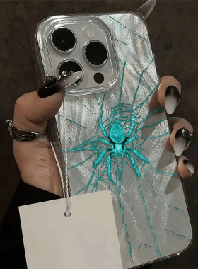 青蓝蜘蛛潮牌适用苹果16pro手机壳iPhone15max13小米15华为mate70荣耀200x90k60p50note14nova12findx8magic7