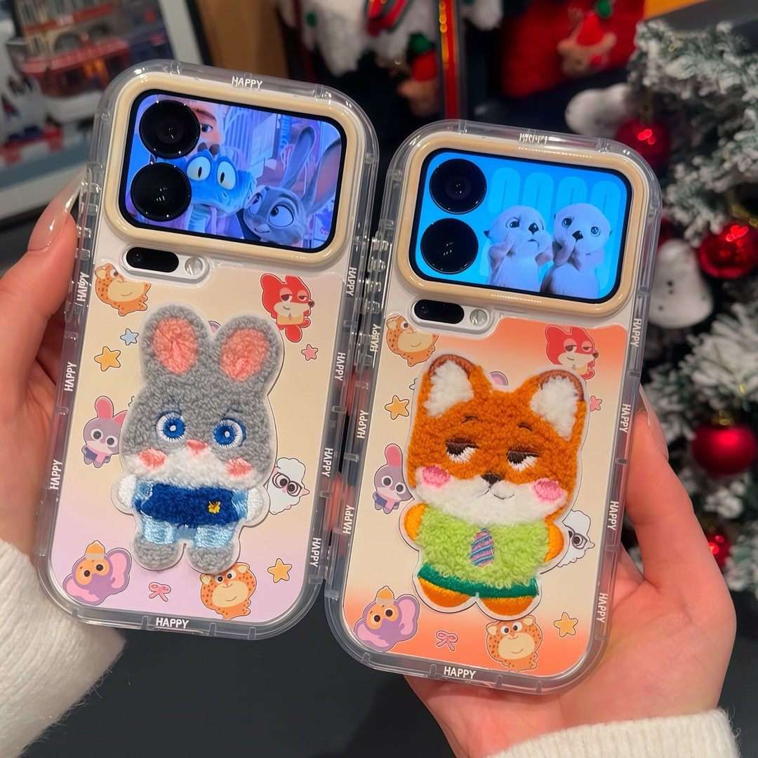情侣刺绣Q版朱迪尼克疯狂动物城适用苹果17Pro手机壳iPhone16max13小米15华为mate80pura70k90nova14荣耀500