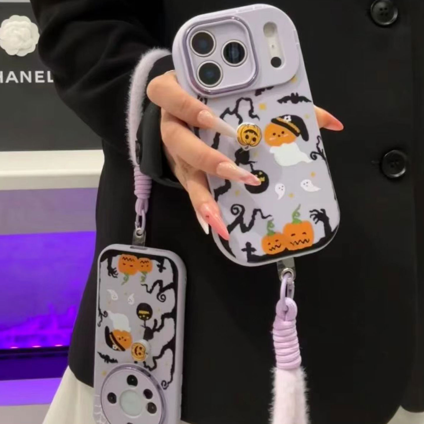 旋转南瓜幽灵挂绳新款适用苹果17Pro手机壳iPhone16max小米15华为mate80pura70k60nova14荣耀400x200一加ace5