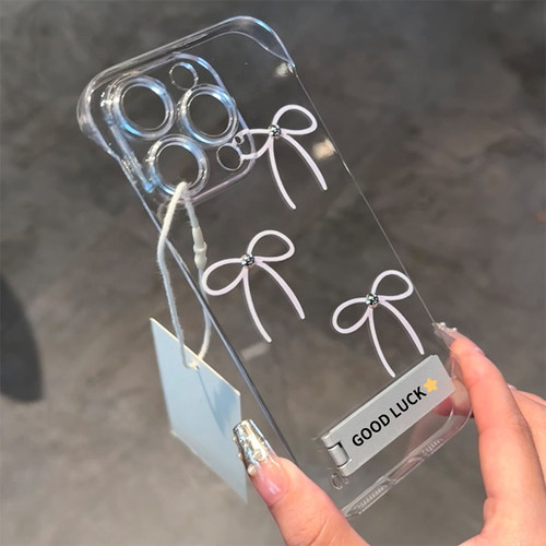 银珠蝴蝶结无边框适用苹果15pro手机壳iPhone14/16max小米13华为mate60荣耀90x100k60p70iqoo10reno11一加12