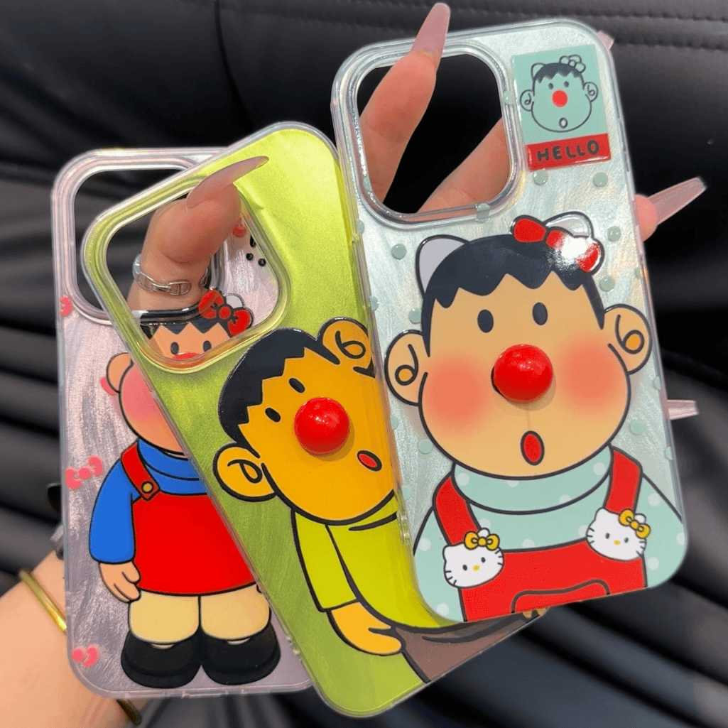 立体鼻子胖虎适用苹果15pro手机壳iPhone14/16max小米12华为mate60荣耀200红米k70p50reno10s19note13nova11