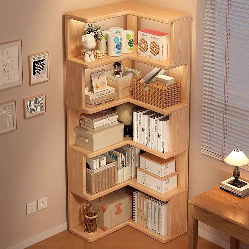 一体转角实木书架置物架靠墙落地窄柜家用拐角收纳架子书柜储物柜,住宅家具,书架,淘宝优惠券,粉丝福利购,淘宝优惠卷