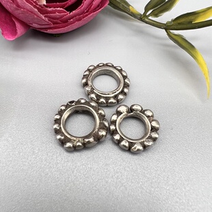 老藏银隔片 小元素 老银隔珠 老银配饰 连珠纹隔片