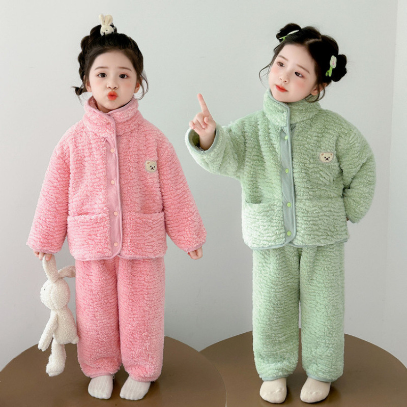 儿童秋冬季法兰绒睡衣套装