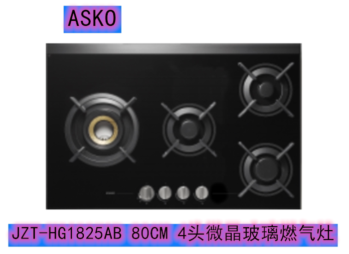 ASKO燃气灶JZT-HG1825AB欧洲进口家用80cm 4头微晶玻璃燃气灶图片