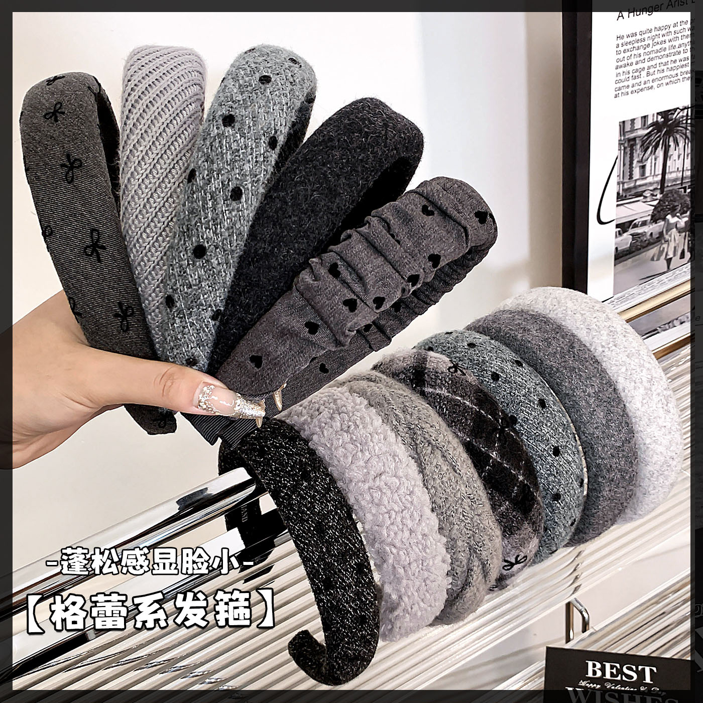 灰色发箍女格雷系蝴蝶结头箍