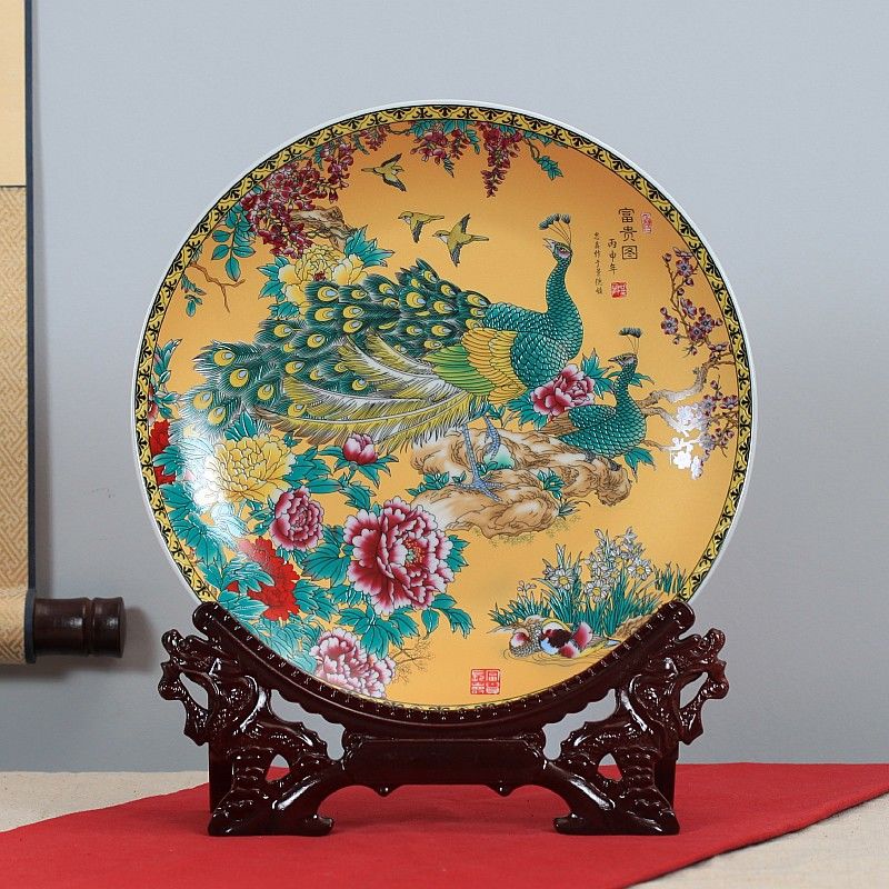 家居现代中式风玄关电视柜装饰盘