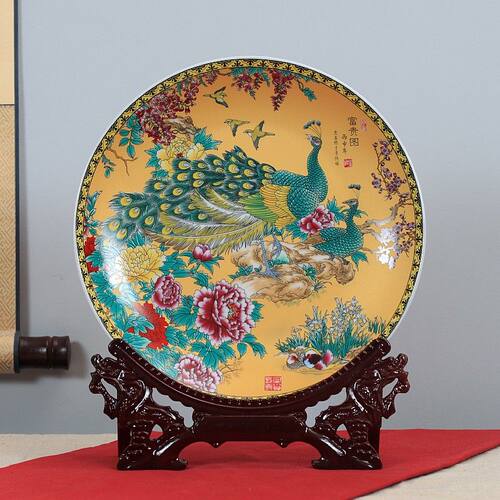 家居现代中式风玄关电视柜装饰盘