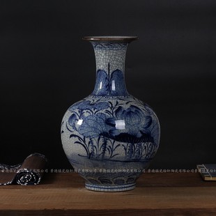 仿古开片裂纹赏瓶 古典现代家饰品客厅摆件 景德镇陶瓷器花瓶