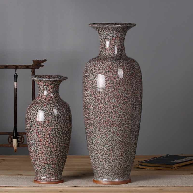 陶瓷器古典摆件钧瓷仿古开片花瓶现代家居客厅装饰品_虎窝淘