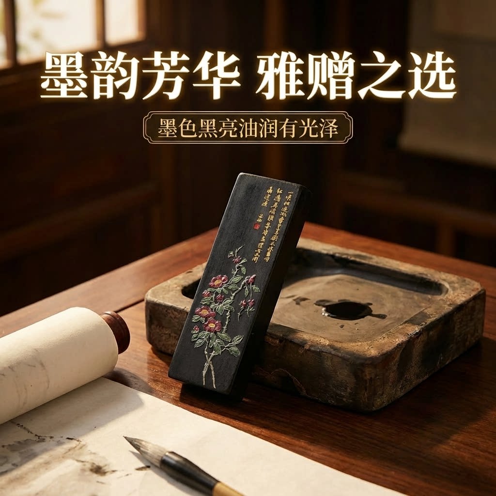 安徽屯溪胡开文超细油烟松烟书画墨块墨条精细墨锭超顶漆烟墨丸磨墨文房四宝雅器书画送礼包邮