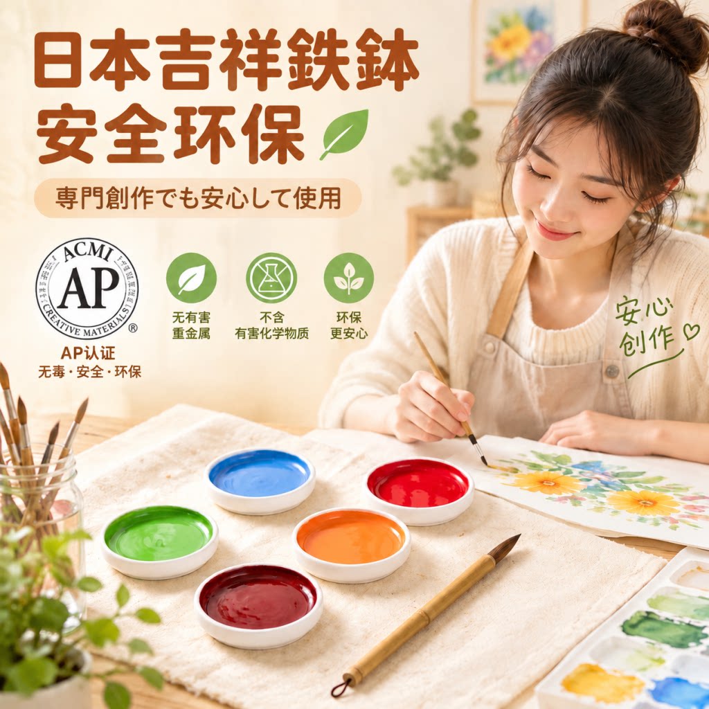 日本进口吉祥铁钵颜彩单色专业国画工笔重彩写意山水画颜料瓷碟固体水彩中国画颜料单支美术用品姜思序堂