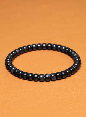 天然墨玉手串国检NGTC大证老型珠