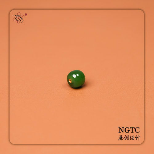秋会长的和田玉新疆天然碧玉籽料单珠配饰 NGTC宝源码 7*8mm