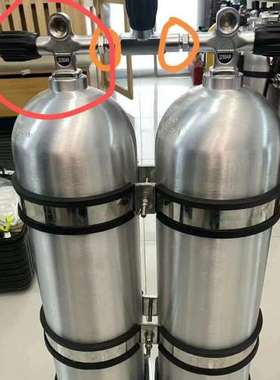 议价维修潜水双瓶套装，225bar气瓶，配不锈钢8字环固定带。双瓶