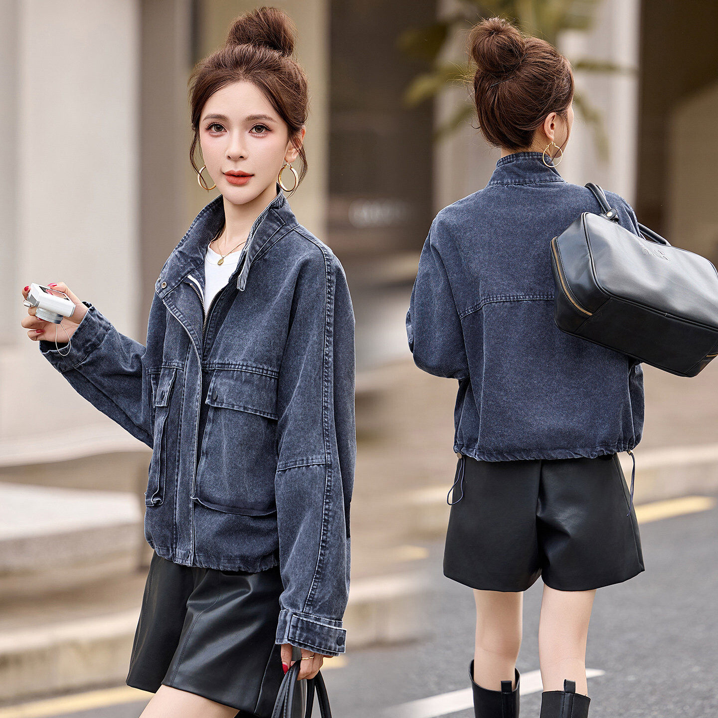 2026春女宽松工装牛仔夹克