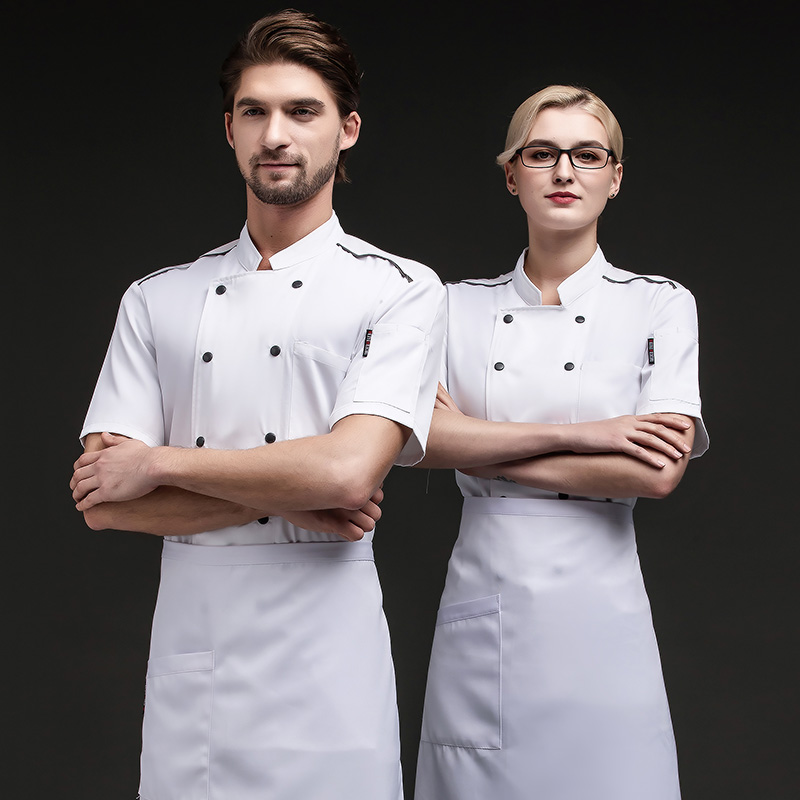 夏季厨师工作服男长袖后厨衣服餐饮服装短袖厨房工装酒店厨师服装