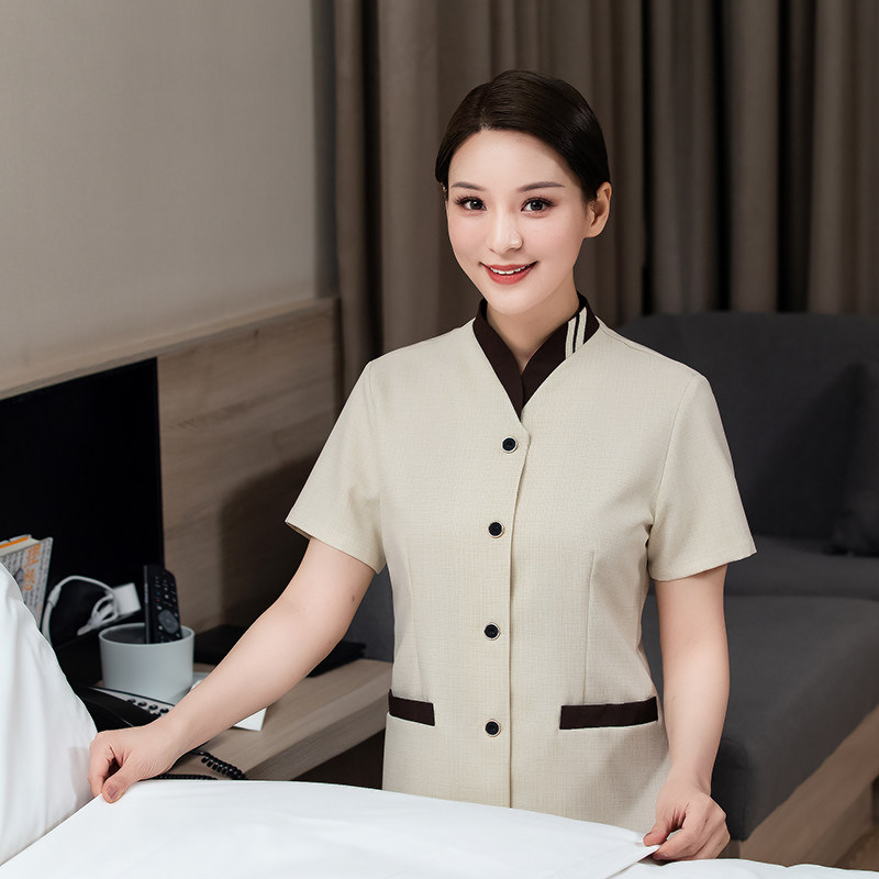 夏季酒店客房服务员物业家政保洁工作服女夏短袖衣服宾馆保洁阿姨