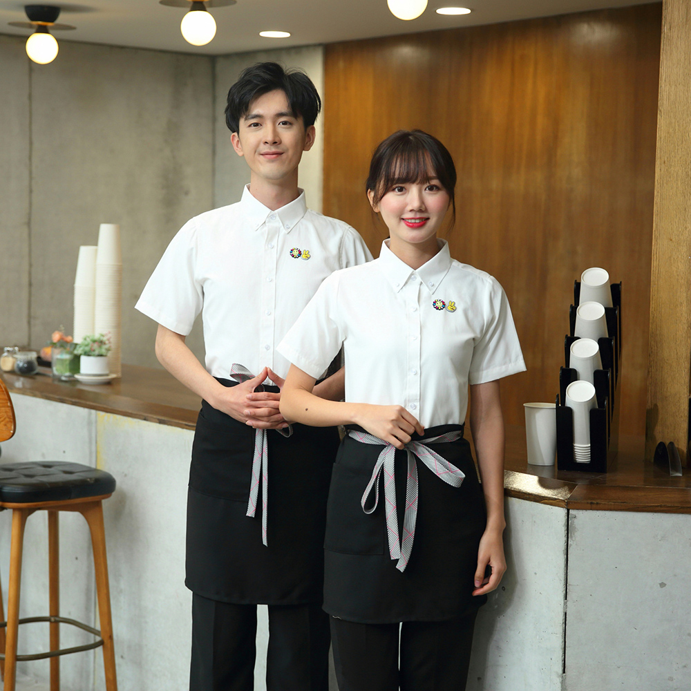 酒店服务员工作服咖啡西餐厅火锅店服装饭店餐饮制服短袖衬衣夏装