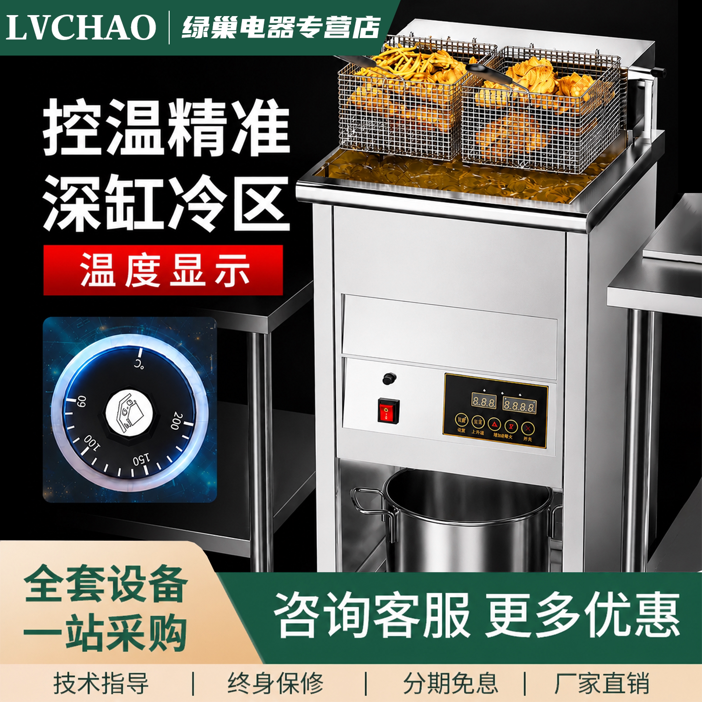 商用电热大容量立式油炸锅双缸炸鸡排机器恒温电炸炉炸串机油条机