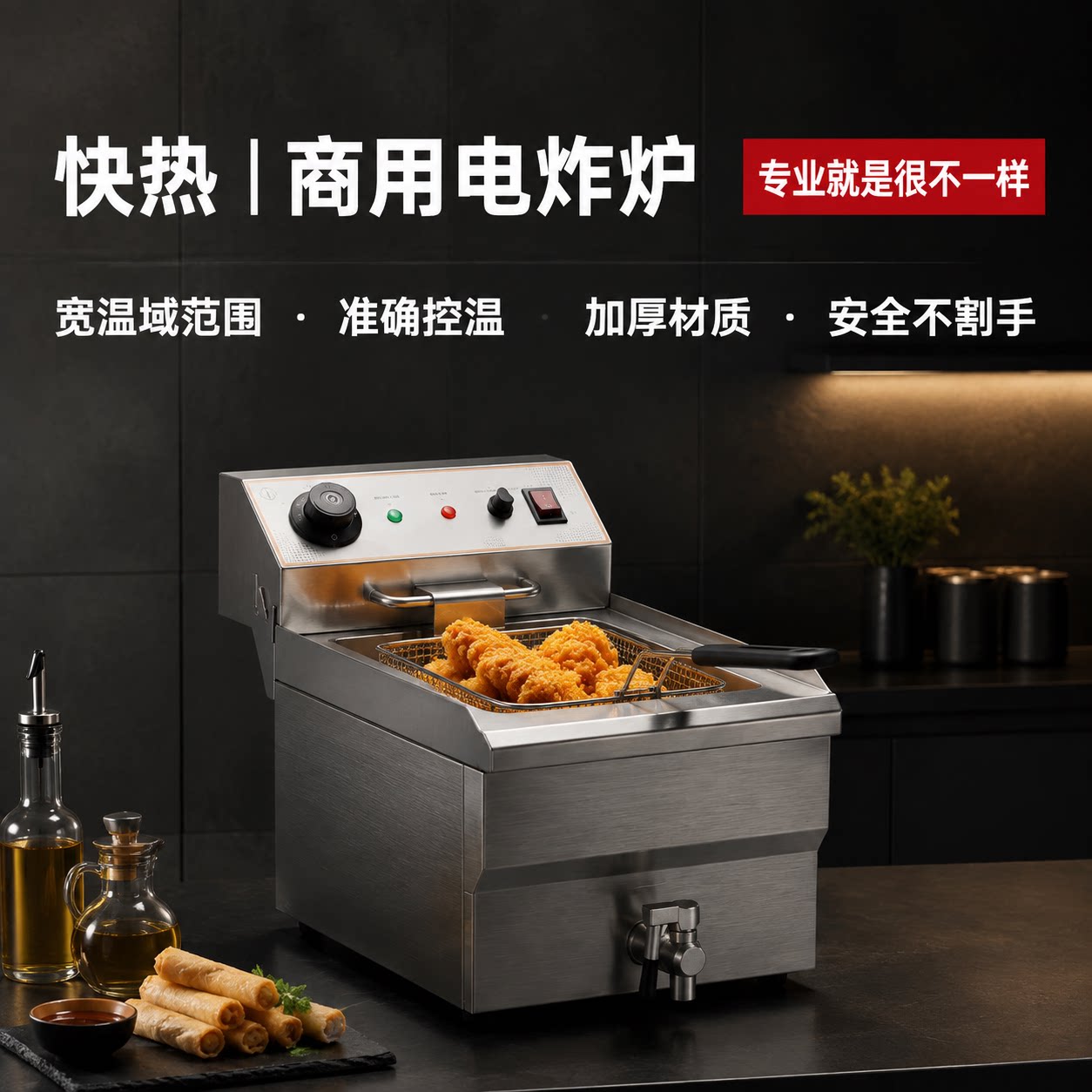 绿巢电炸炉商用油炸锅不锈钢电热单缸双缸炸鸡薯条电炸锅摆摊