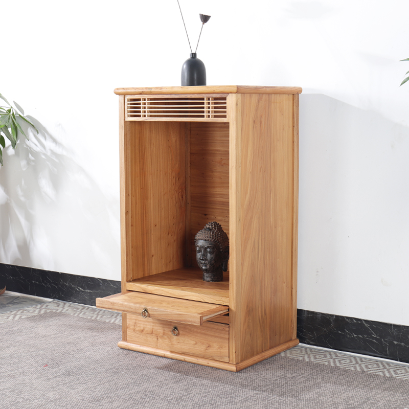 家用佛龛立柜 客厅简约财神爷供桌神龛 小型实木神位佛像供奉台