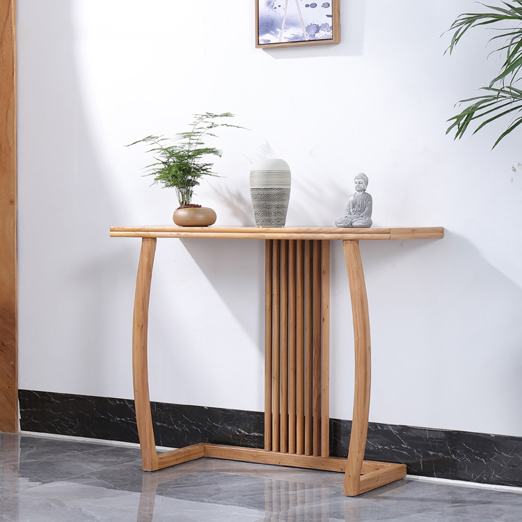 现代中式玄关台 老榆木免漆条案条几 走廊玄关桌瑞景台子定制禅意