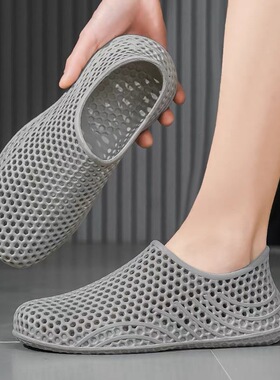 2026新3D鞋打印同款透气洞洞鞋男女运动情侣款防水防滑涉水休闲鞋