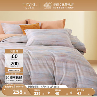 TEVEL/堂皇全棉磨毛四件套秋冬保暖套件条纹风纯棉床上用品