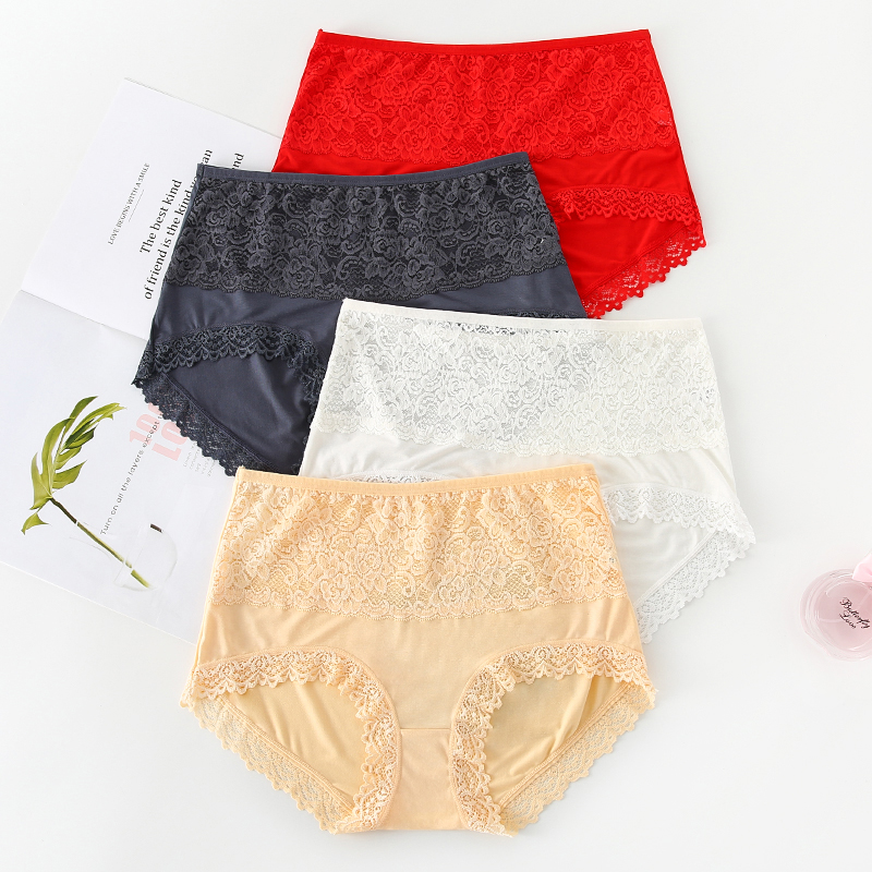 胖mm200斤高腰蕾丝款超薄款内裤