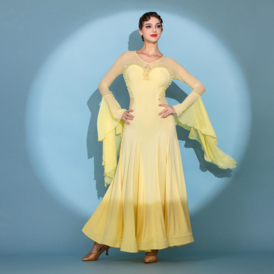 飞袖设计开叉摩登舞裙2128雪纺