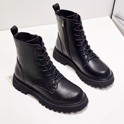 真皮马丁靴女2025年新款短靴英伦风加绒靴子秋冬黑色皮鞋保暖棉鞋