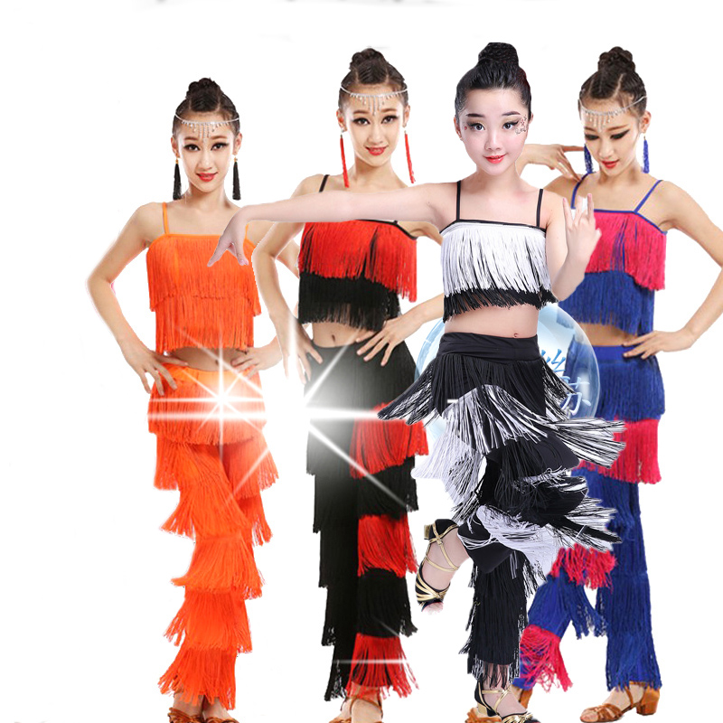 流苏裤子少儿夏季比赛规定拉丁舞