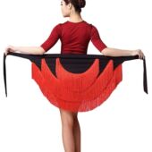 成人拉丁舞臀巾女不规则流苏半身围裙练功舞蹈短裙系带修身 一片裙