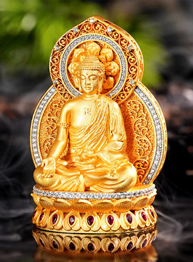 VISING珠宝东方琉璃药师佛金身吊坠迷你摆件S925银