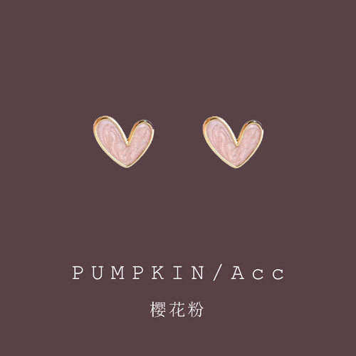 【浪漫樱花粉】爱心耳钉